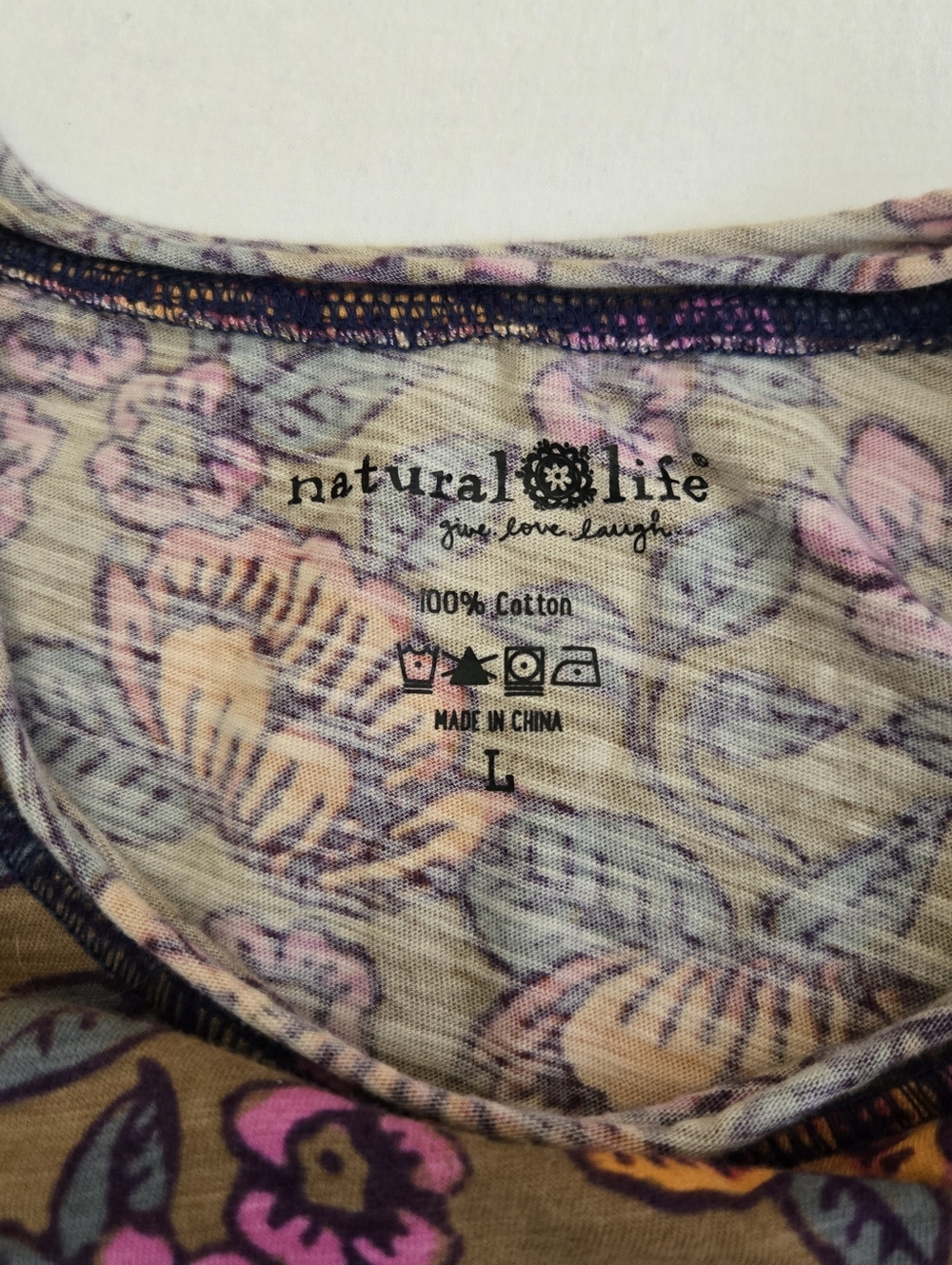 Natural Life Lilly Cotton Long Sleeve Tee T-shirt Floral Lettuce Ruffle Edge L - Picture 7 of 8